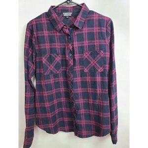 Papermoon Stitch Fix Purple Black Plaid Button Up Woodrow Shirt  Large